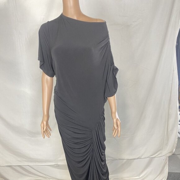 KHY Women’s Asymmetrical Ruched T-Shirt Dress – Black, Size 2XL - Picture 1 of 1